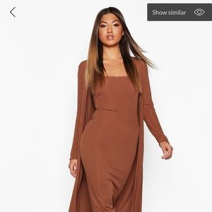 Ribbed Duster Set- Brown